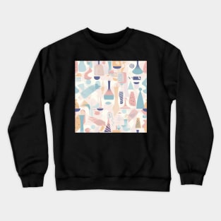 Abstract minimalism pattern featuring stylized objects and geometric shapes in soothing pastel colors Crewneck Sweatshirt